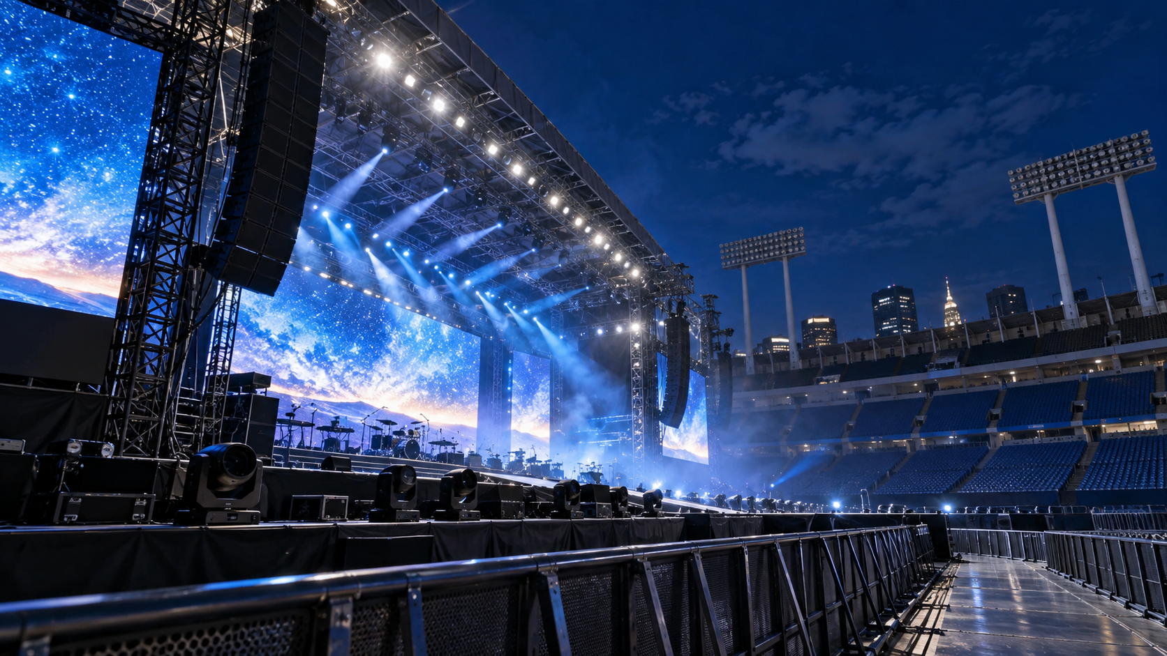 明治神宮野球場の夜のコンサートステージ